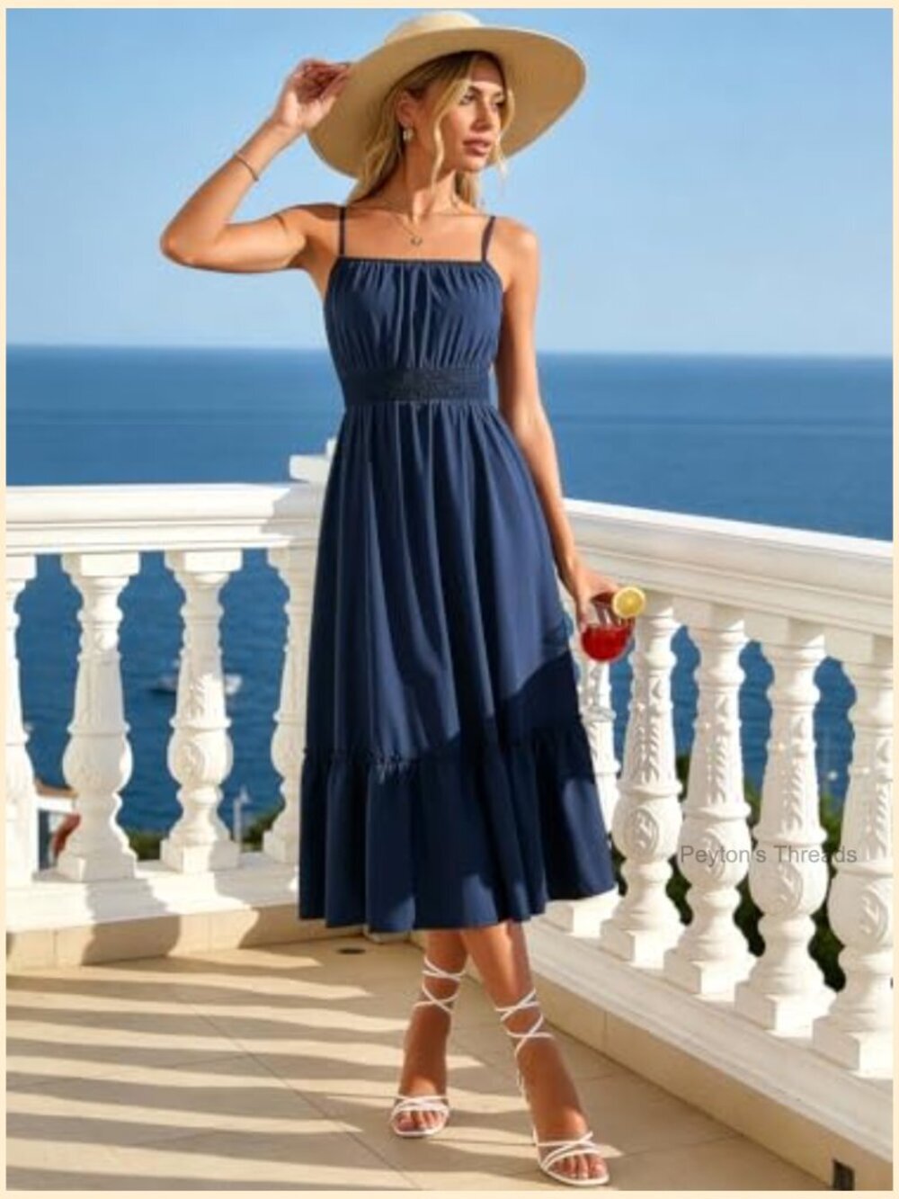 Spaghetti Strap Sleeveless Smocked Maxi Dress with Pockets - Picture 3 of 7